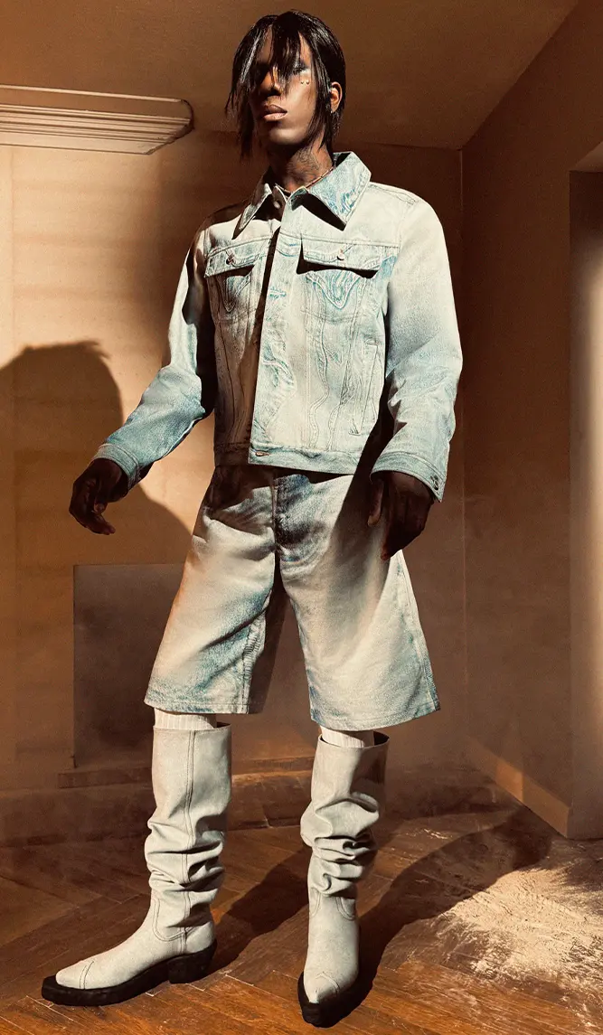 camperlab カンペールラボ　グリーン トロンプルイユ デニムジャケットM camperlab カンペールラボ グリーン トロンプルイユ デニムジャケットM